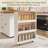 Aranty 71" Kitchen Island with 3 Shelves, Drawers, Lockable Casters & 360° Swivel Table