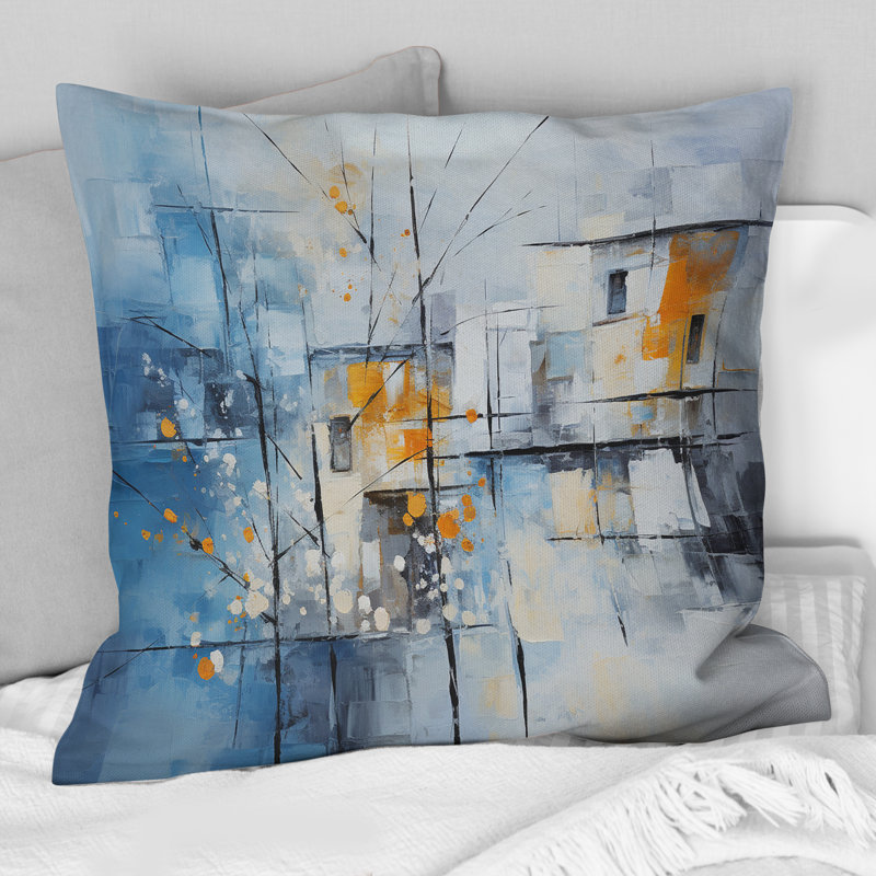 Abstract Snow Elegance Collage - Coussin décoratif imprimé neige
