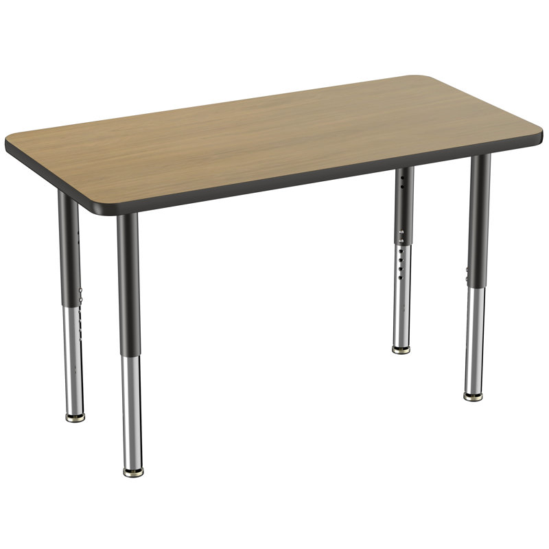 Table d'activité rectangulaire à hauteur réglable en forme de T, 18 po x 30 po, Chêne Pasadena / noir, Super