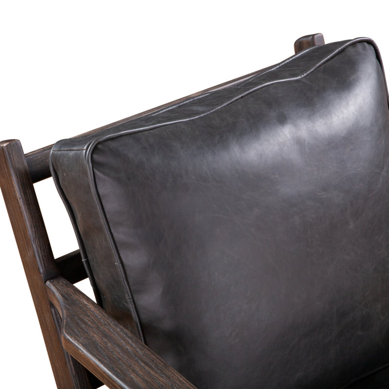 Fauteuil Robert en cuir noir