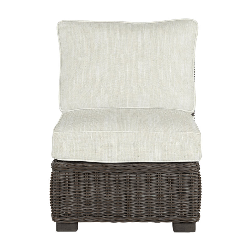 Rustic Woven Sectional Slipper Chair, Welt, Black Walnut, Herringbone Sand