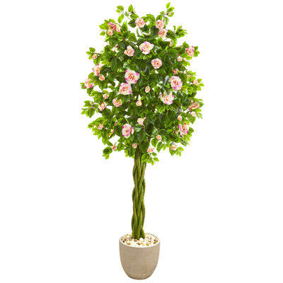Rose Artificial Tree in Sandstone Planter