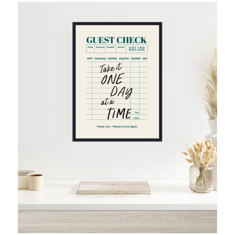 Invité chèque «One Day At A Time» par The Creative Bunch Studio, reproduction d'art sur toile encadrée