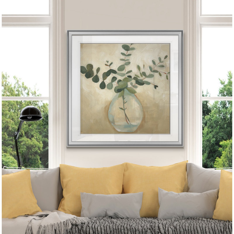 " Greenery Still Life III ", 24" H x 24" W, Framed Print, Silver