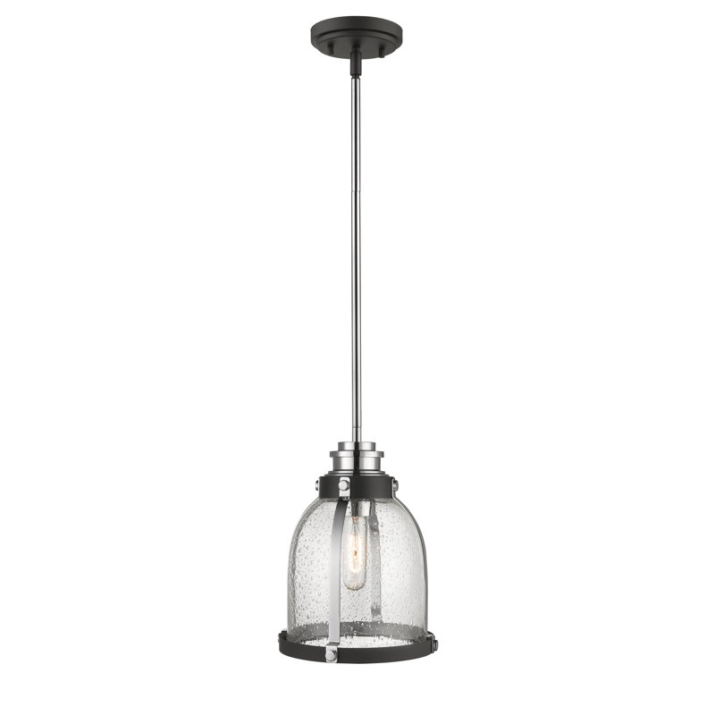 Lyndsey 1 - Light Single Pendant, Matte Black/Chrome, 11.5" H x 8.625" W x 8.625" D