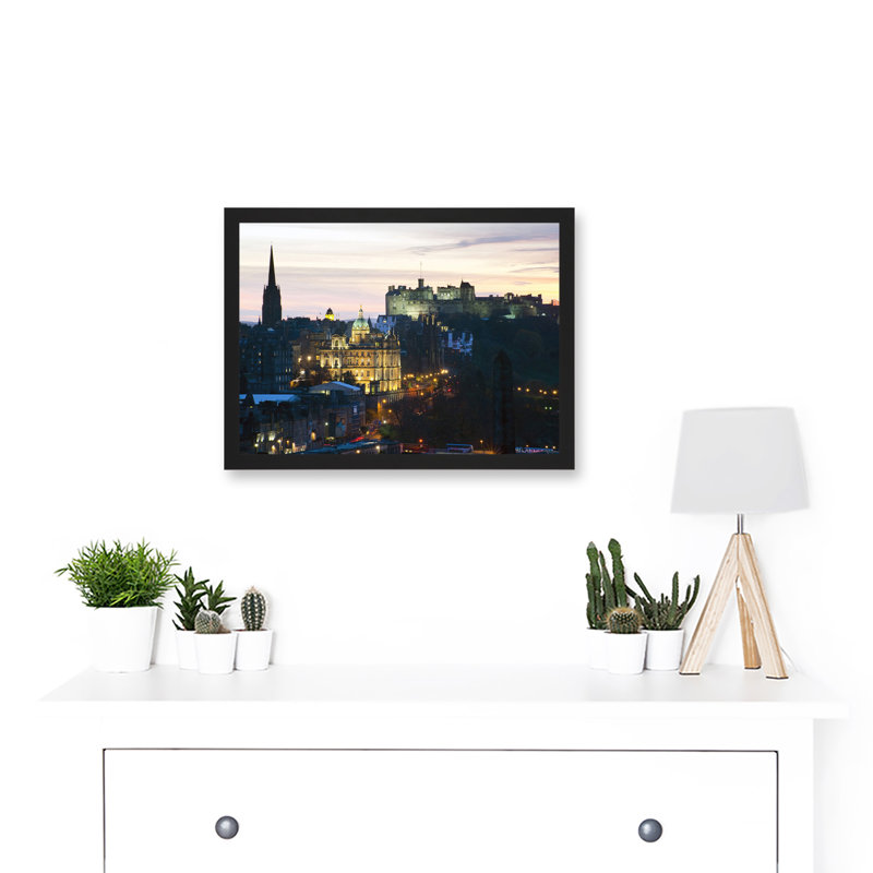 Photo Cityscape Landmark Edinburgh Castle Sunset Scotland - Single Picture Frame Print