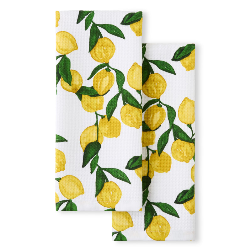 Ensemble de 2 serviettes de cuisine en vigne citron FIESTA, jaune tournesol, 16 po x 28 po