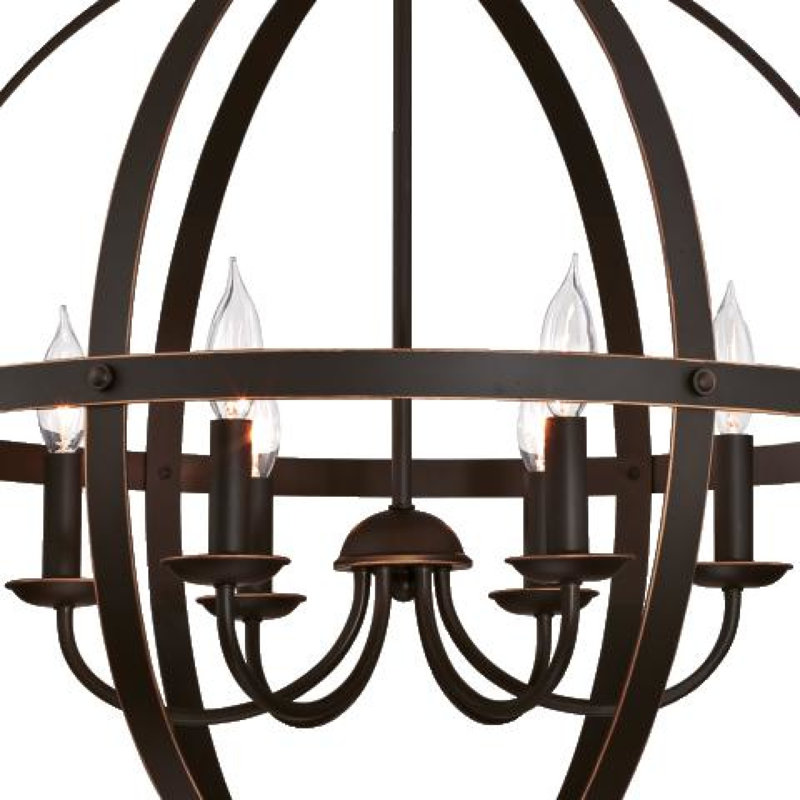 Lustre globe à 6 lumières Dassel, Bronze huilé