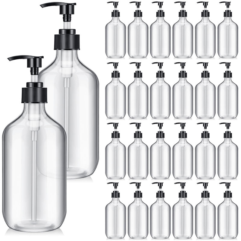 24 pièces Distributeur de savon Pompe en plastique vide Bouteille de savon en vrac Distributeur de shampoing réutilisable pour désinfectant pour les mains Lotion nettoyante pour le corps Bain de toilette (16.9 oz)
