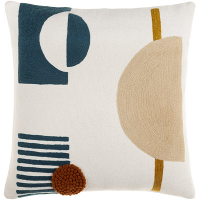 Fulbourn Cream/Teal Square Throw Cushion