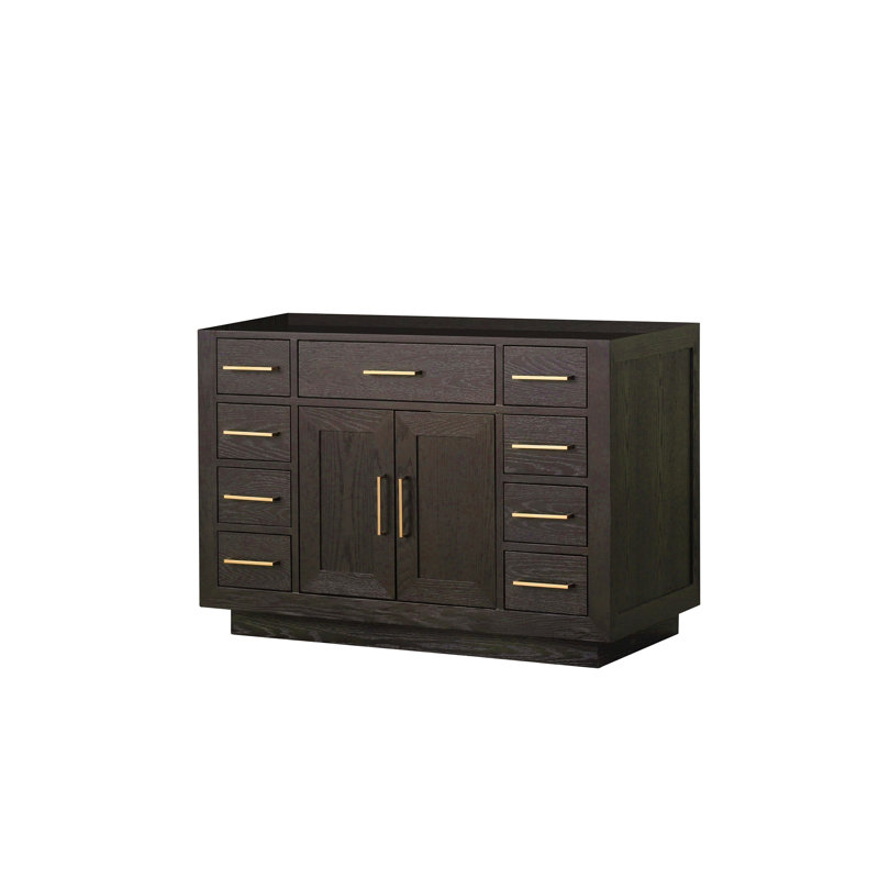 Oak Single Bath Vanity 48 In. W X 22 In. D, Gold, Brown