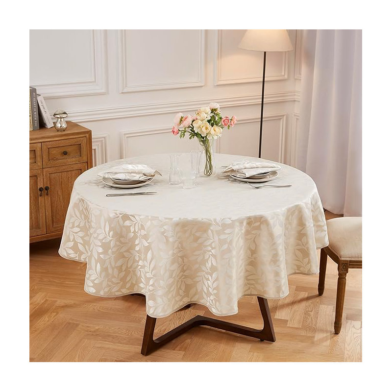 Round Velvet Tablecloth With Matching Decorative Napkins Included., Linen, 90" Round