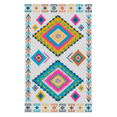 Tapis tissé multicolore à motif ethnique