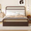 Grand lit plateforme en bois avec lit gigogne et 2 tiroirs, espresso