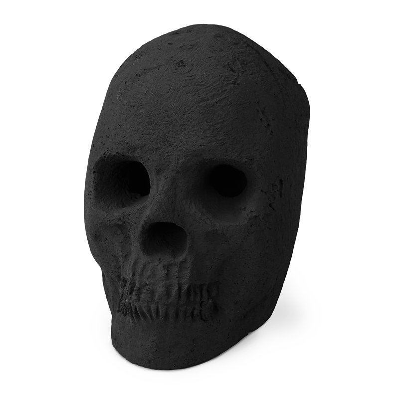 Black Ceramic Fireproof Skull for Fire Pit, 8 Inches