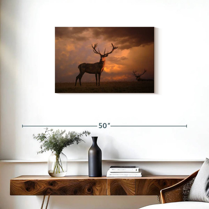 Brampt Sunset Deer, 20" H x 30" W