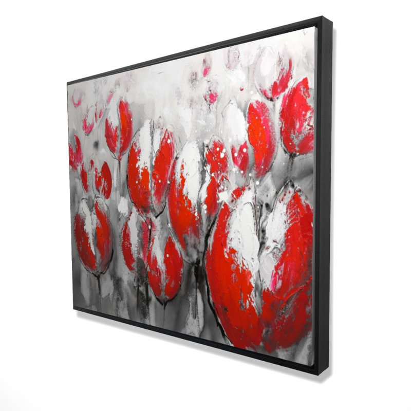 Abstract Red Tulips Print On Canvas, H 48 po x l 60 po
