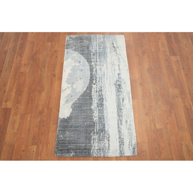 Moonlit Harmony Textured Grey Abstract Rug 2x4 for Chic Spaces