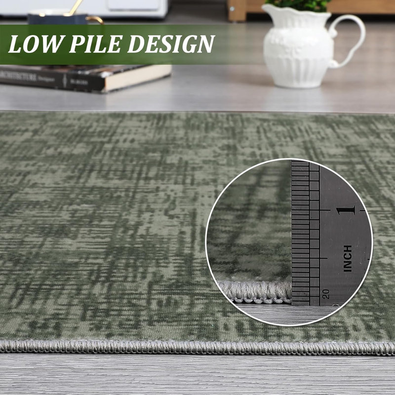 2x6 Washable Kitchen Modern Abstract Runner Rug for Hallway Contemporary Solid Rug Non-Slip Foldable Aesthetic Accent Floor Carpet for Bedroom