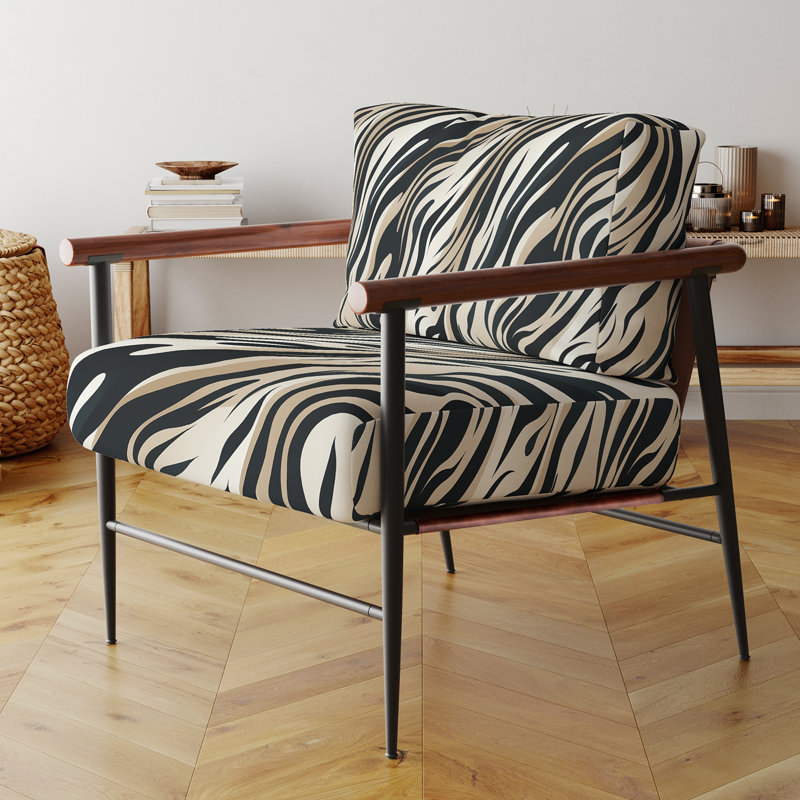 Fauteuil d'appoint rembourré beige et noir sophistiqué Zebra Sophistication
