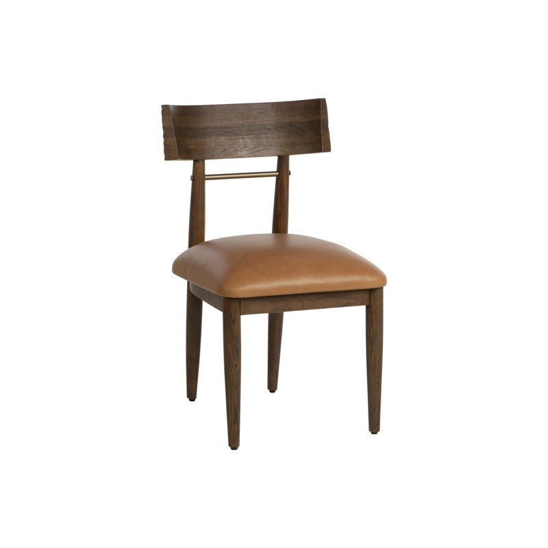 Florian Upholstered Dining Chair, Tan Leather, Chocolate
