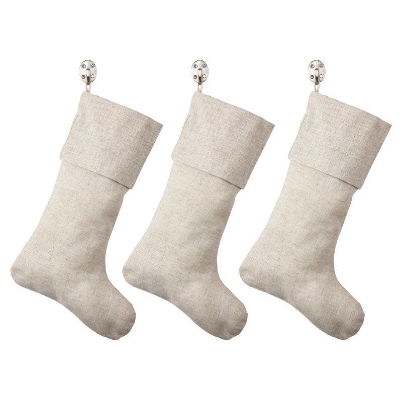 Chaussette de Noël d'inspiration toscane, H 15 po x l 7 po x P 3 po, Natural
