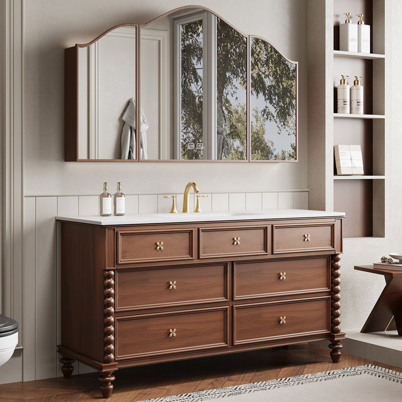 Armoire de salle de bain américaine, Brown, H 32,3 po x l 51,2 po x P 21,7 po