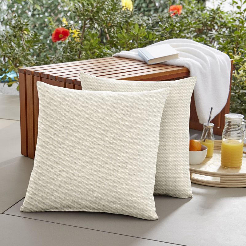Ashish Outdoor Sunbrella Rectangular Pillow Cover & Insert, Carré 16 po, Ivoire ivoire