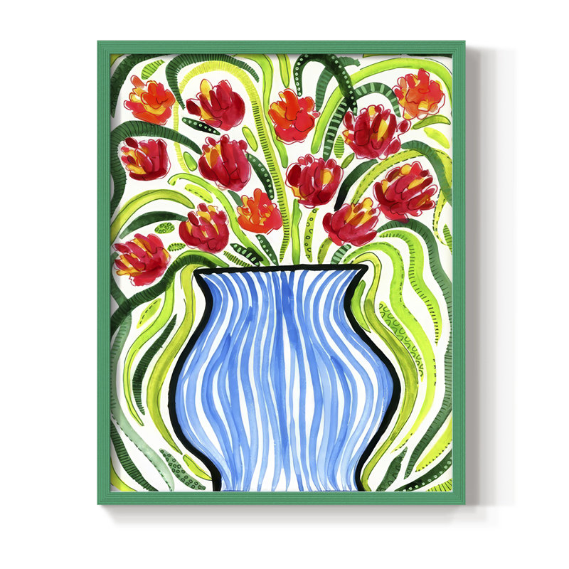 «Adventure Floral II», reproduction encadrée - bois massif, Vert, H 11 po x l 9 po