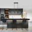 Suspension moderne noire linéaire à 8 lumières pour îlot de cuisine avec globes en verre transparent-729411336