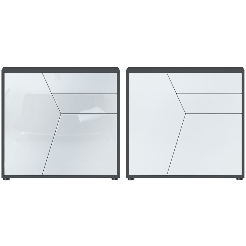 Selleck chest of drawers, Black Matt / White High Gloss