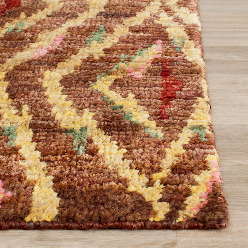 Ferrera Hand Knotted Brown/Gold Area Rug, Rectangle 8' x 10'