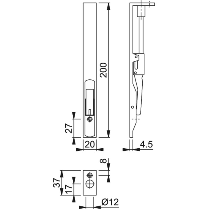 Amarissa Access Flush Bolt 200Mm X 19Mm