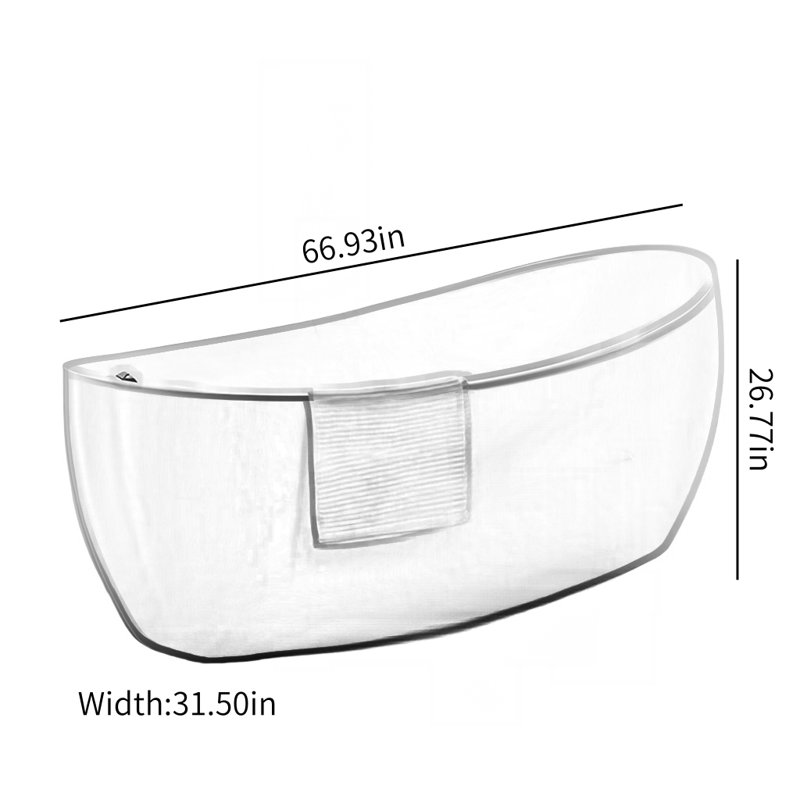 Ensemble de baignoire et douche H 66,73 po x H 26,77 po, Blanc / gris