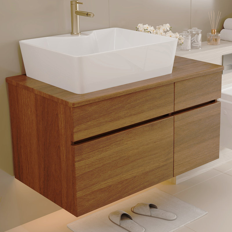 Petit meuble-lavabo flottant simple 31,5 pouces avec lavabo