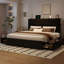 Lit plateforme King Size avec tête de lit ajustable et tiroirs de rangement, noir-136845442-136845444