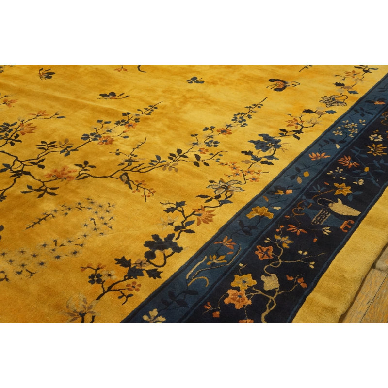 Grand tapis antique chinois noué Art Déco