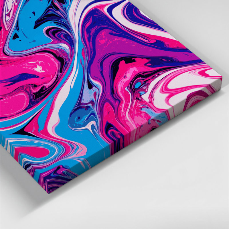 Abstrait art fluide sur toile rose 29, H 14 po x l 11 po