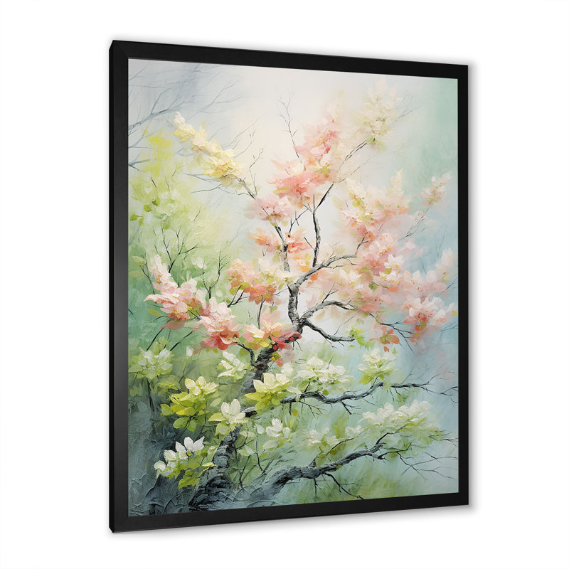«Tree American Basswood Spring Blooms III», art mural arbre, Cadre simple noir, H 20 po x l 12 po x P 1 po