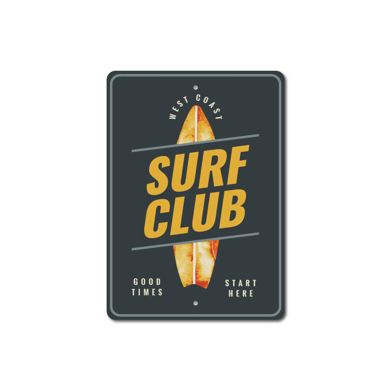 Panneau Surf Club, H 18 po x l 12 po x P 0,06 po