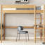 Lit mezzanine simple avec bureau et matériaux de construction - Tête de lit en molleton fiable avec rangement spacieux sous le lit