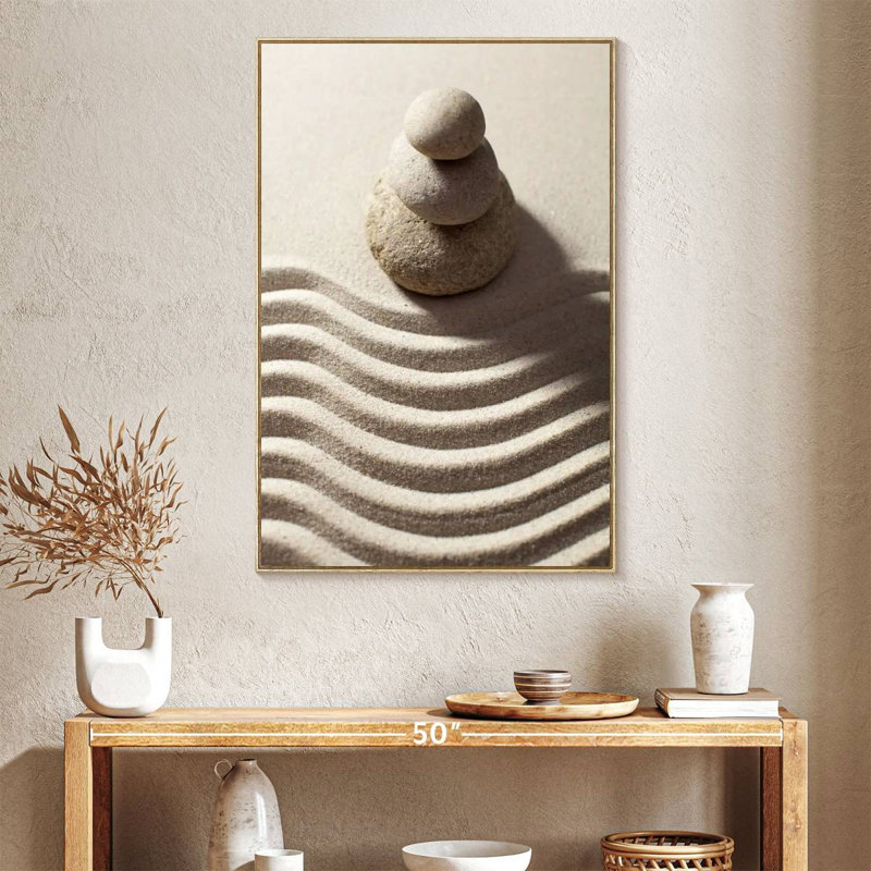 Blanc zen, Cadre flottant en bois naturel, 27 po x 40 po