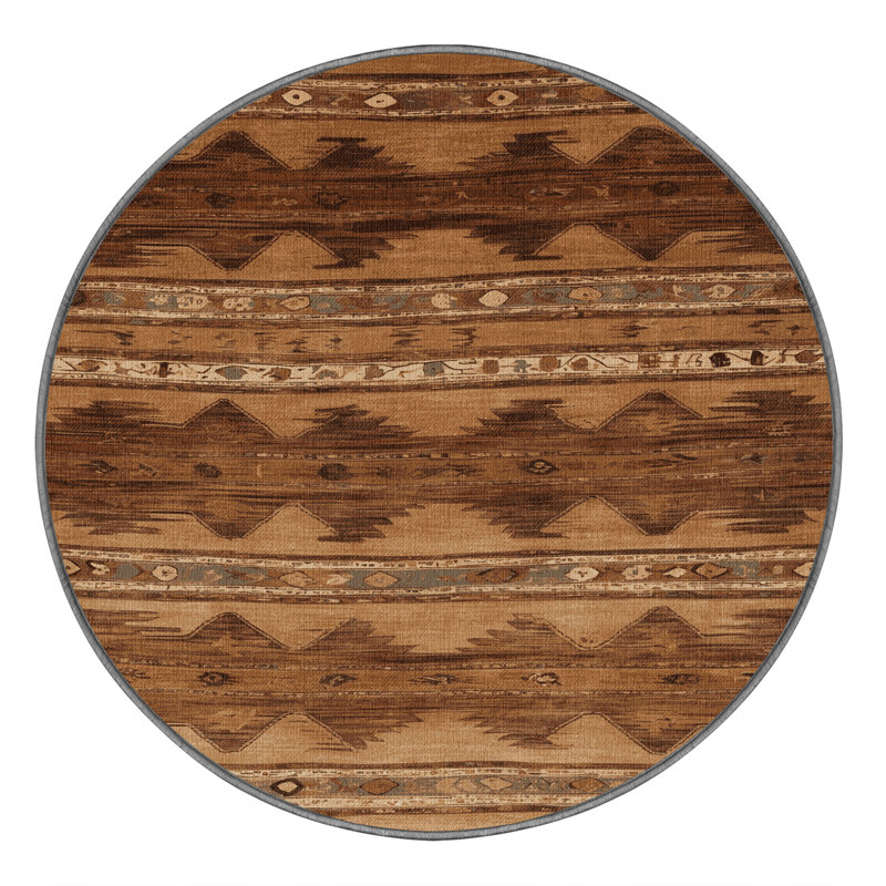 Tapis brun lavable à la machine, Rond 4 pi