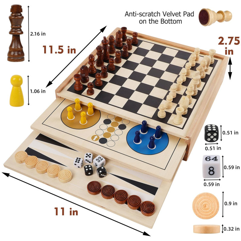 Bisiot 11'' L Manufactured Wood Game Set