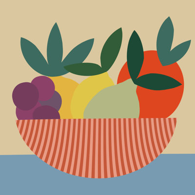 «Laylany Graphic Fruit Bowl II on Canvas» par Regina Moore, reproduction