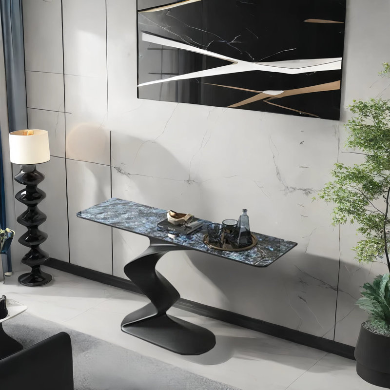 Console d'entrée minimaliste de luxe, 32.3" H x 33.5" W x 11.8" D, Bleu, Noir, noir, noir, noir