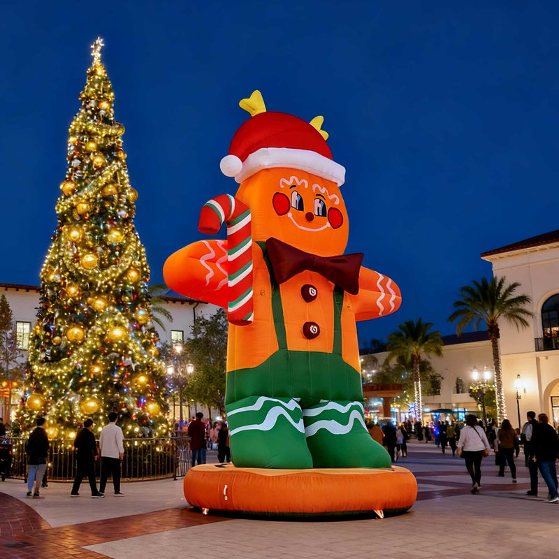 Décoration de Noël gonflable pour pain d'épice de 23 pi avec ventilateur de 380 W, géant pour la cour et la fête