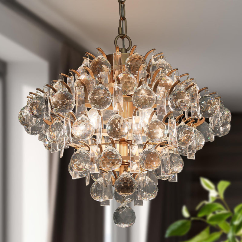 Danyetta 3-Light Glam Globe Chandelier with Crystal Accent
