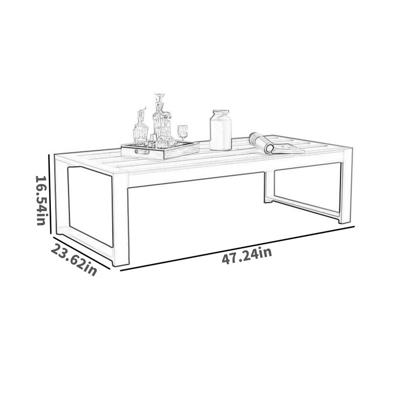Rectangular Outdoor Coffee Table , 47.24 " W 23.62 " D