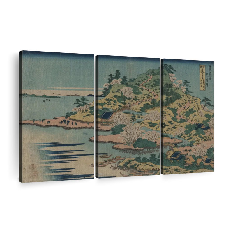 «Sesshu Ajigawaguchi Tenposan», 3 pièces, H 20 po x l 33 po x P 1,25 po